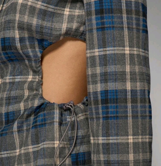 Checked Fitted Cut Out Sides Longline Shirt - Picture 4 of 4